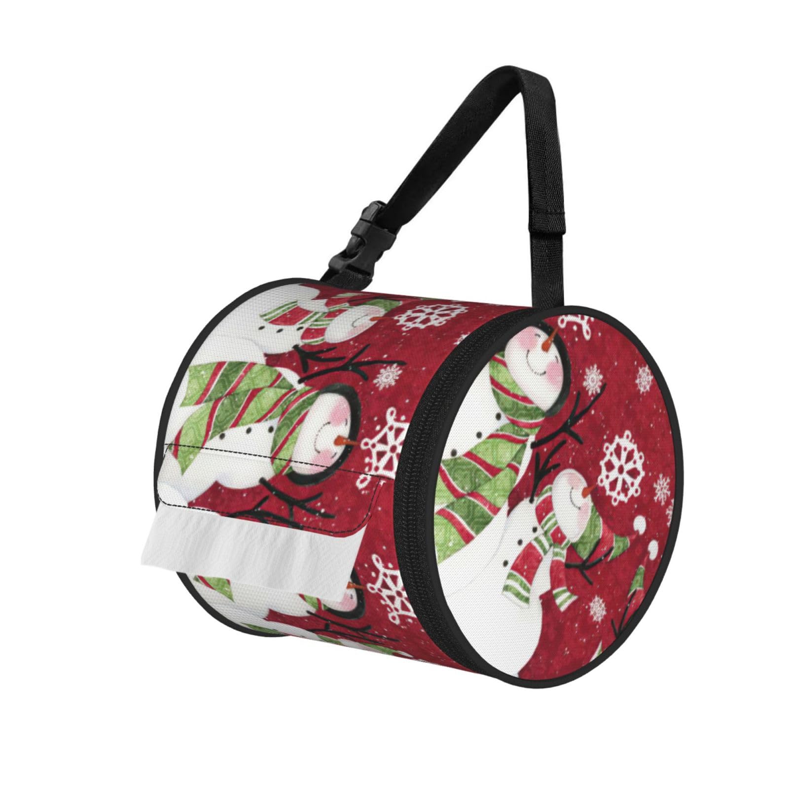 Merry Christmas Cute Snowman Print Fashion Tissues Organizer Box, Hanging Tissue Holder For Purse Coins For Car Office Daily Outing