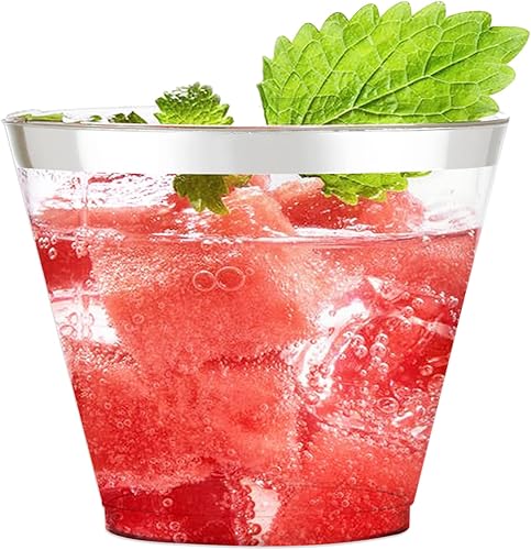 Vista 36 de WDF Paquete de 60 vasos de plástico transparente de 9 onzas desechables para fiestas, reuniones de vacaciones, bodas Transparente (60 unidades)