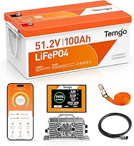 48V (51.2V) 100Ah LiFePO4 Lithium Golf Cart Battery, Complete Upgrade Kit with Charger, LCD Display & App, Built-in 200A BMS, Max 10.24kW Power Output