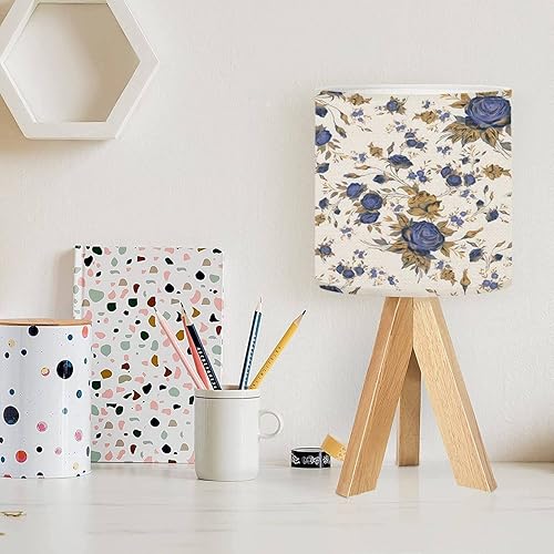 Miniatura 2 de OEPWQIWEPZ Lámpara de mesa de noche con trípode, preciosa y sin costuras, con estampado de rosas primaverales para decoración, textiles, lámpara de