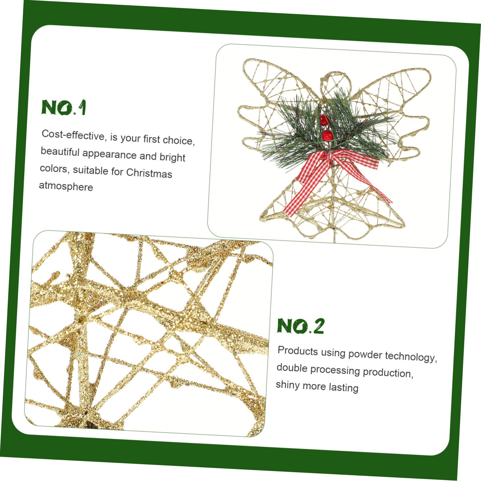 VOSAREA 3 Pièces Étoile d'arbre d'ange Décor Étoile Haut De Forme d'arbre De Coeur Topper d'arbre De Noël Ange Décor De La Nativité Étoile De Dessus De Sapin De Noël Décor LED Le Fer