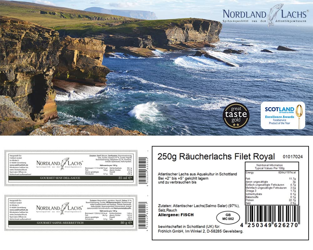 Gourmet-Set ROYAL - Geräuchertes Lachs Filet Royal mit 2 Gourmetsaucen/TOP Kühlversand (Gourmet-Set ROYAL 460g inkl 2 Lachs-Saucen)