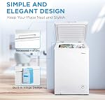 Midea MRC04M3AWW Chest Freezer, 3.5 Cubic Feet Mini Freezer With Removable Basket, Adjustable Temperature, For Kitchen Garage Apartment Office, White