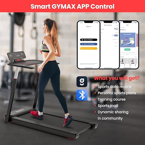 Miniatura 6 de Goplus 3HP Caminadora plegable con escritorio, cintas de correr plegables Superfit para oficina en casa, altura ajustable, altavoz Bluetooth,