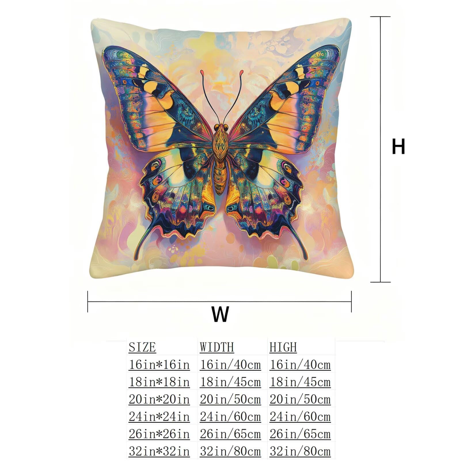 Vistoso Funda Cojin 60x60 Mariposa Funda Almohada 60x60 Cojines Sofa Súper Suave Fundas Cojines Decorativos Fundas Almohadas 4 Piezas Cervicales y Cuello, para Hogar Cama Salon Decoracion E - 721