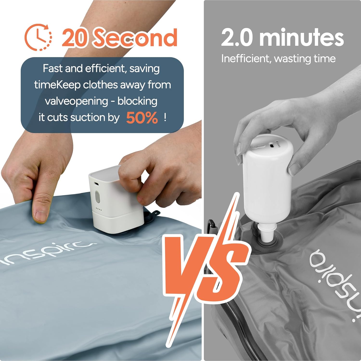Vacuum Bags for Travel Luggage with Wireless Pump, Compression Bags for Carry On Suitcases and Backpack, Vacuum Seal Packing cube for Cloth Packing (2PC + PUMP)