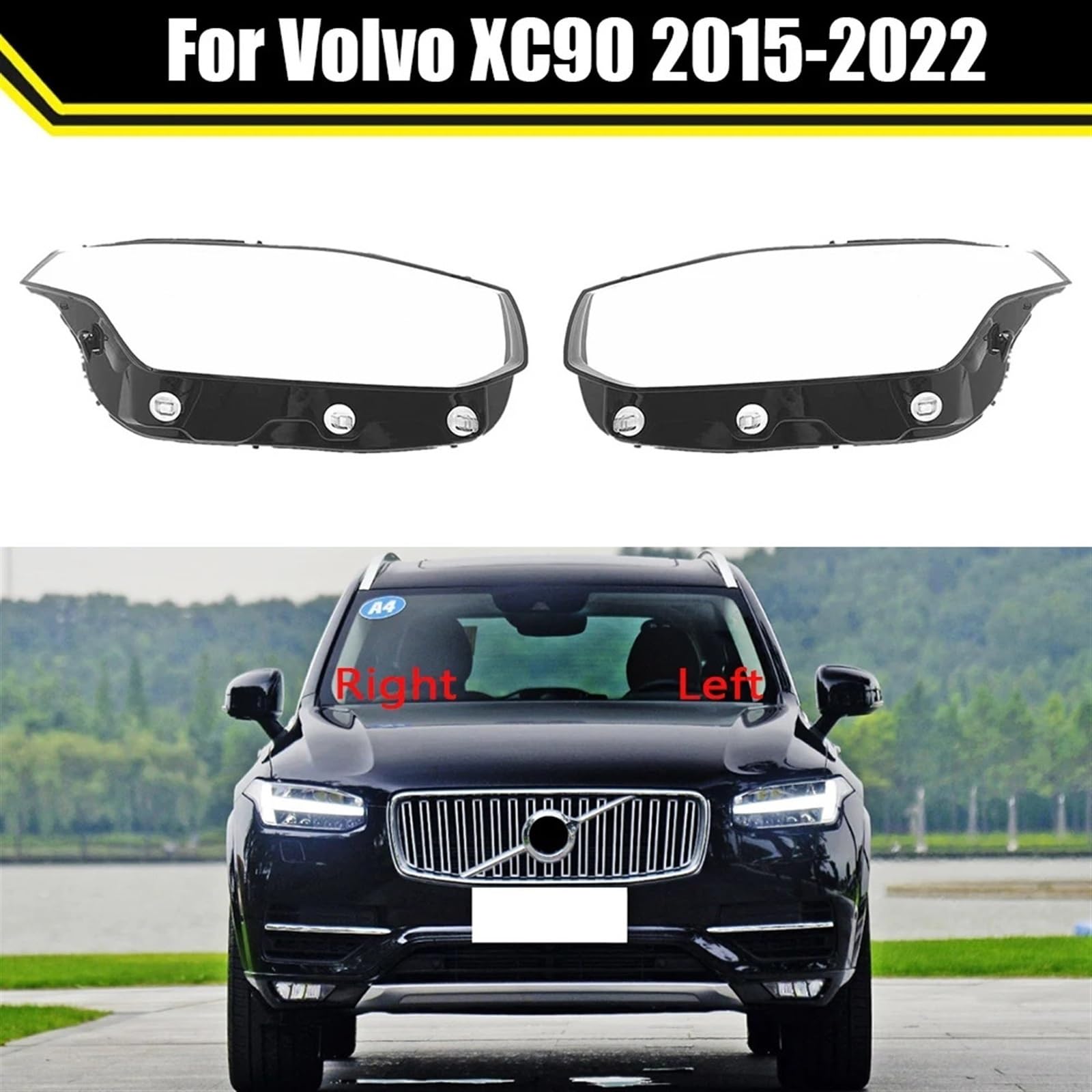 Windzerdong Car Front Headlight Lens Glass Auto Shell Headlamp Caps Lampshade Head Light Lamp Cover Lampcover For volvos XC90 2015-2022
