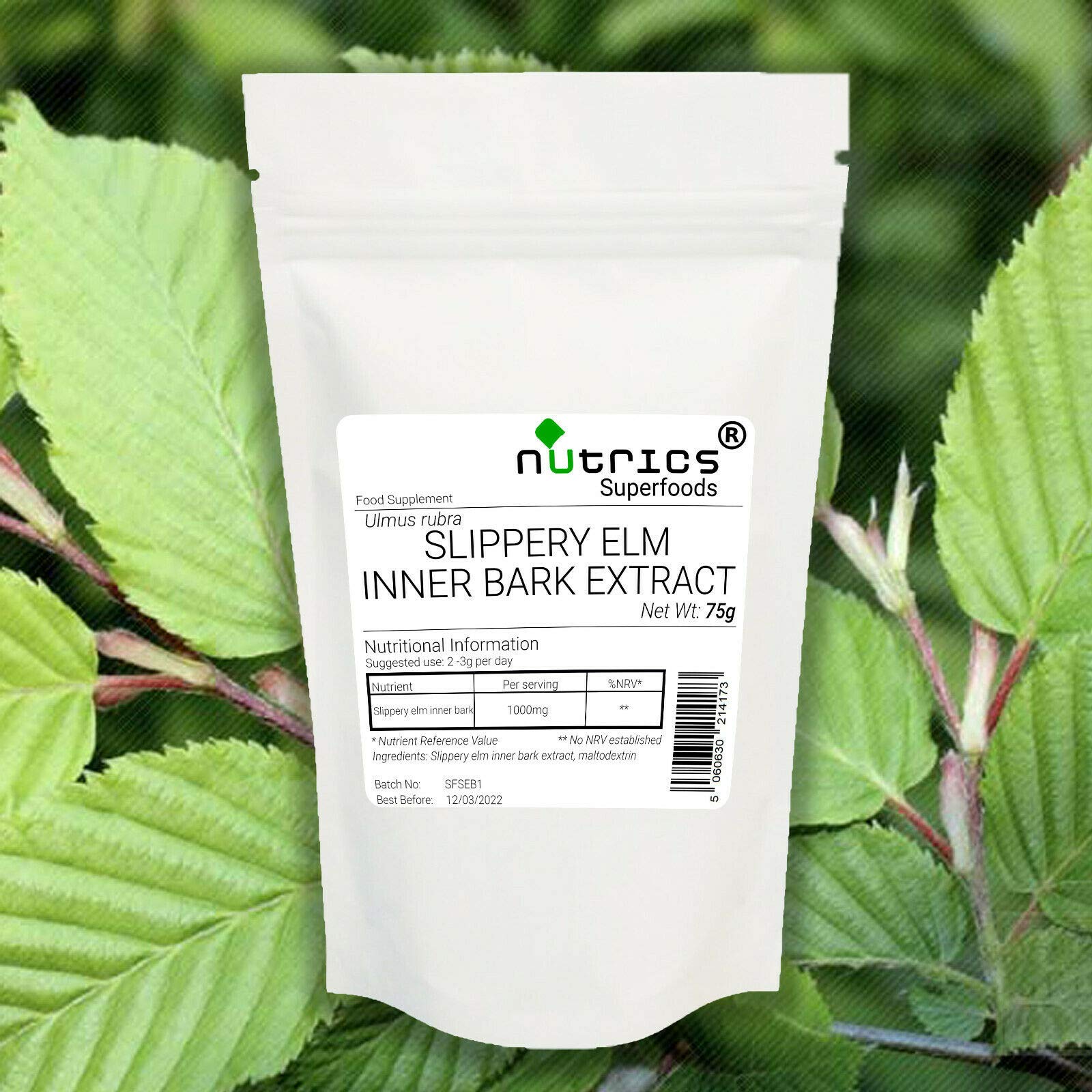 Nutrics® 100% Pure Slippery Elm Inner Bark 600g - Vegan Powder Pharmaceutical Grade - Nutrics Superfoods