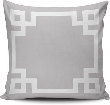 Custom Fashion Home Decor Pillowcase Gray and White Greek Key Border Euro Square Throw Pillow Cover Cushion Case 26x26 Inches One Sided Print