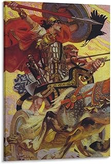 GerRit Joseph Leyendecker - Cuchulain Rides His Chariot Into Battle Poster Decorative Painting Canvas Wall Art Living Room...