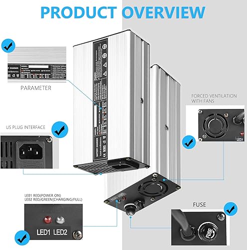 Miniatura 6 de labwork Cargador de batería para carrito de golf 36V 5A y SB50 Reemplazo de enchufe para EZGO TXT Star DS Club Car Marathon