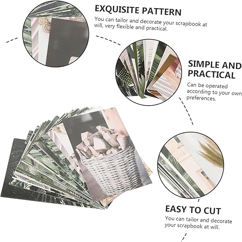 Miniatura 5 de COHEALI 100 hojas de pinturas decorativas, póster retro, decoración de plantas, calcomanía de pared, murales de pared 3D, material de álbum de