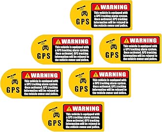 (Set of 6) Warning GPS Tracking Stickers for Car, 4x2 Inch, Alarm System GPS Tracking Device,Anti-Theft,Double-Sided Printed Inside or Outside of The Window