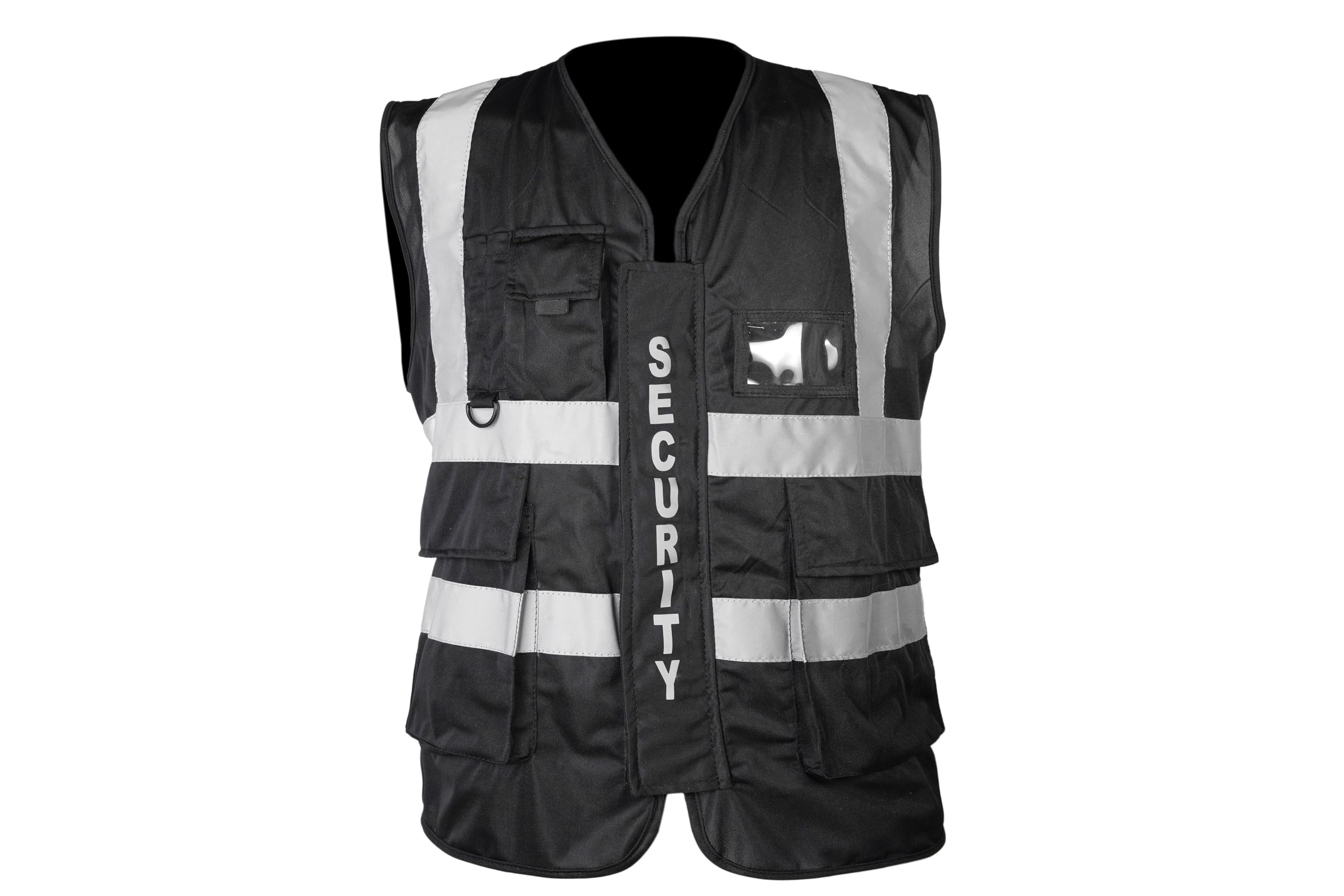 High Visibility Slim Security Vest | Reflective Lightweight Safety Gear | Sizes Small to 5XL Available (Black-XXL)