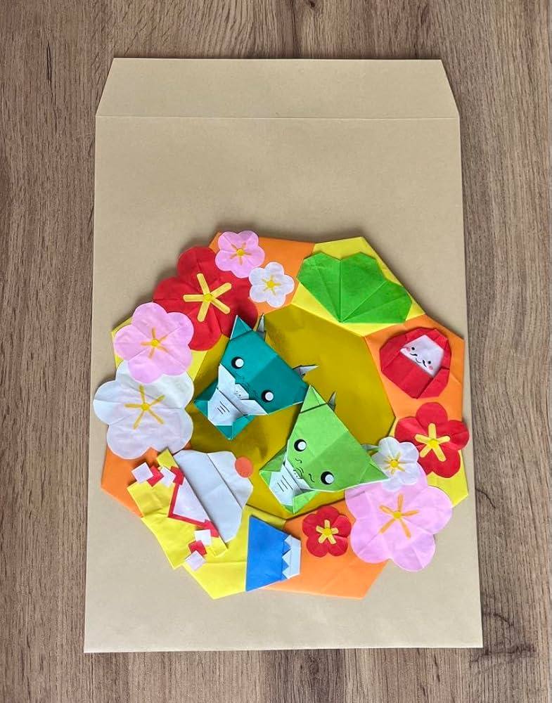 Amazon.co.jp: お正月リース 辰 折り紙リース 壁面飾り 干支 1月