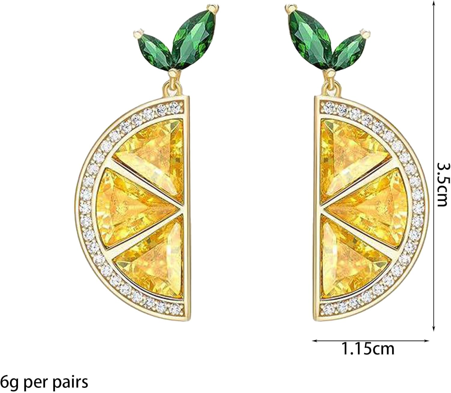 Funky Yellow Lemon Earrings Handmade Cute Crystal Fruits Dangling Stud Earrings for Women Jewelry - Image 5