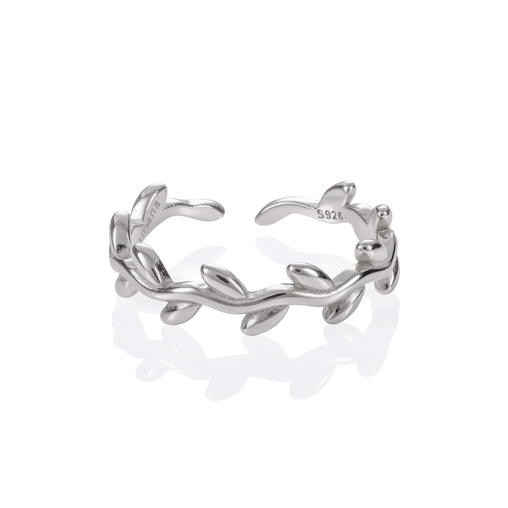 Namana - Anello da piede regolabile in argento Sterling 925, da donna, in argento, oro o oro rosa, con motivo a foglia, anello regolabile per dita dei piedi, anelli Midi o Pinky, per donne e ragazze