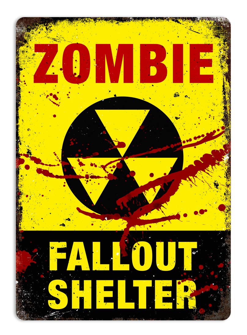 Toasted Merch Zombie Fallout Shelter – Small Sticky Pads | Printed Metal Wall Sign Plaque