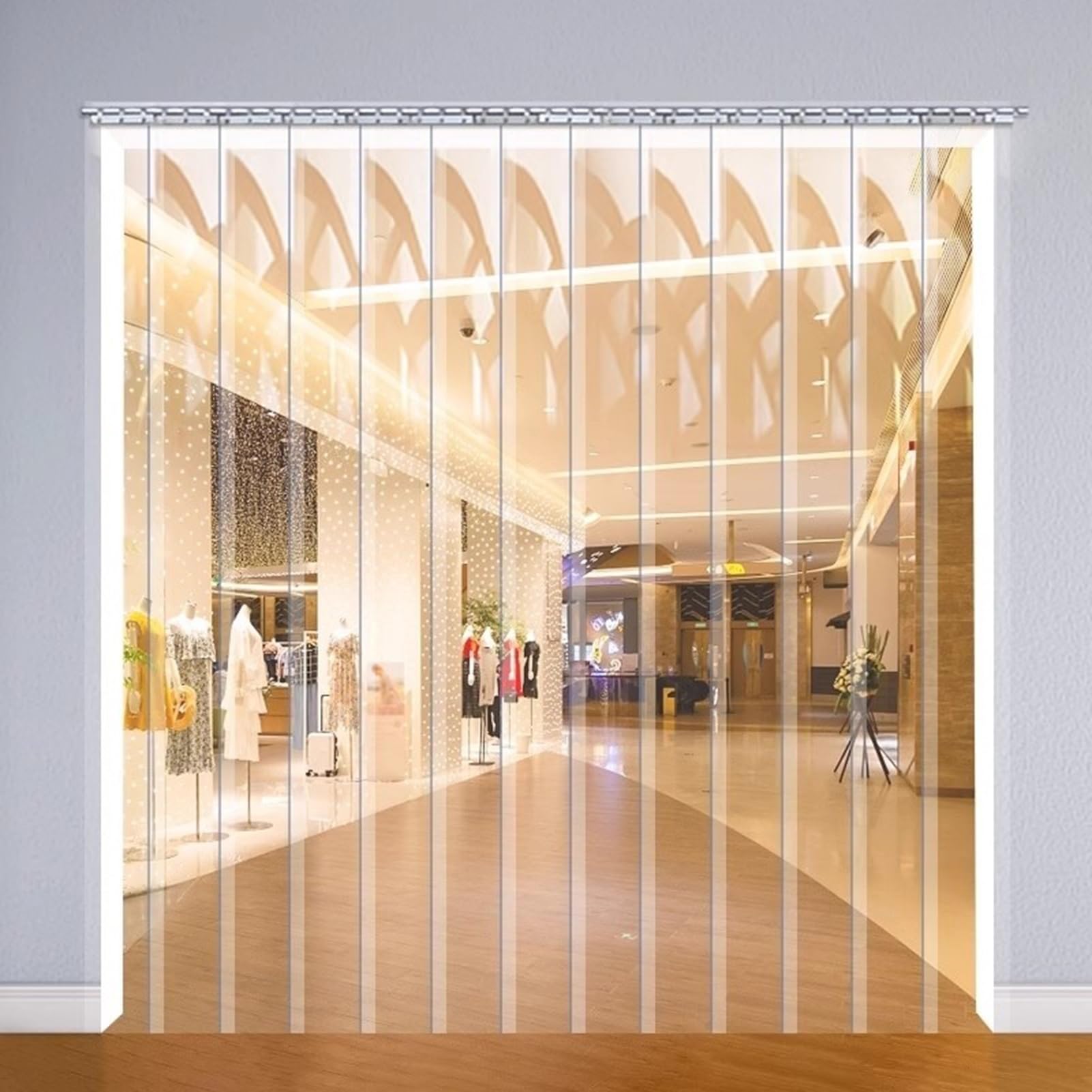 VXHCS Rideau de Porte À Bandes en Plastique 2mm/0.08" Rideau de Porte Imperméable en Vinyle Rideau de Porte Transparent Rideau de Porte Isolé pour Climatisation(0.75x3m/2.5x9.8ft)
