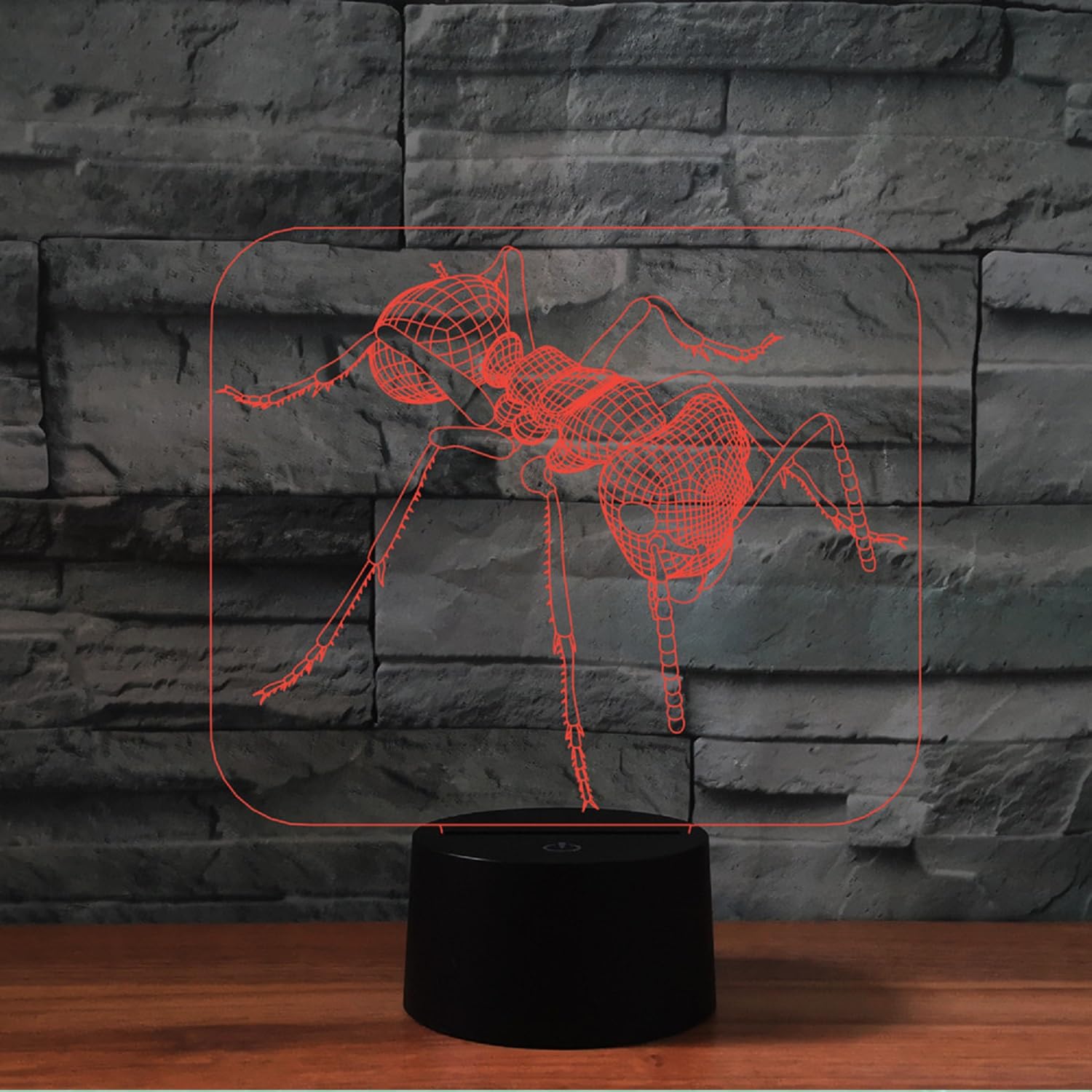 FLRXHK Ants 3D Illusion Night Light Touch Table Desk Lamp with Remote Control 16 Colors Optical USB LED Night Light for Kids Gift Room Decoration