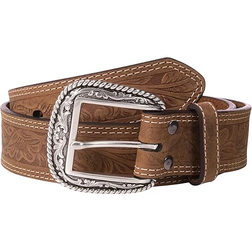 ARIAT Men's Leather Floral Embossed Belt