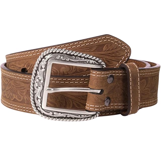 ARIAT Mens Leather Floral Embossed Belt