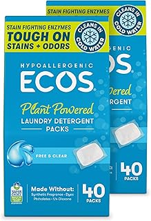 ECOS Laundry Detergent Packs, 80 Loads - 100% Plastic Free Packaging - C...