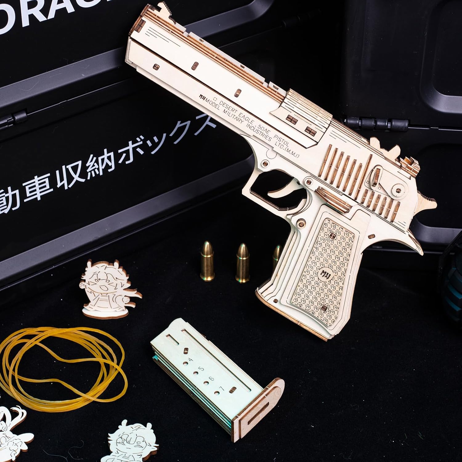 MU 3D Wooden Puzzle for Adults Model kit Building Wood Desert Eagle, Toy Wooden Puzzles Gun, DIY Kits for Men Gifts Birthday Collectible Hobbies Kit