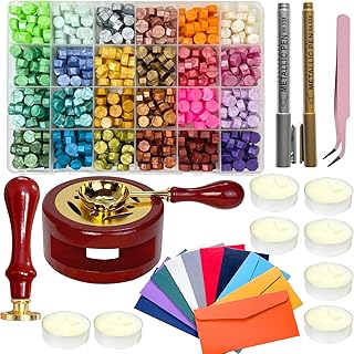 Wax Seal Kit, 624 Pcs 24 Colors Sealing Beads, 1 Pcs Stamp,Sealing Wax W...