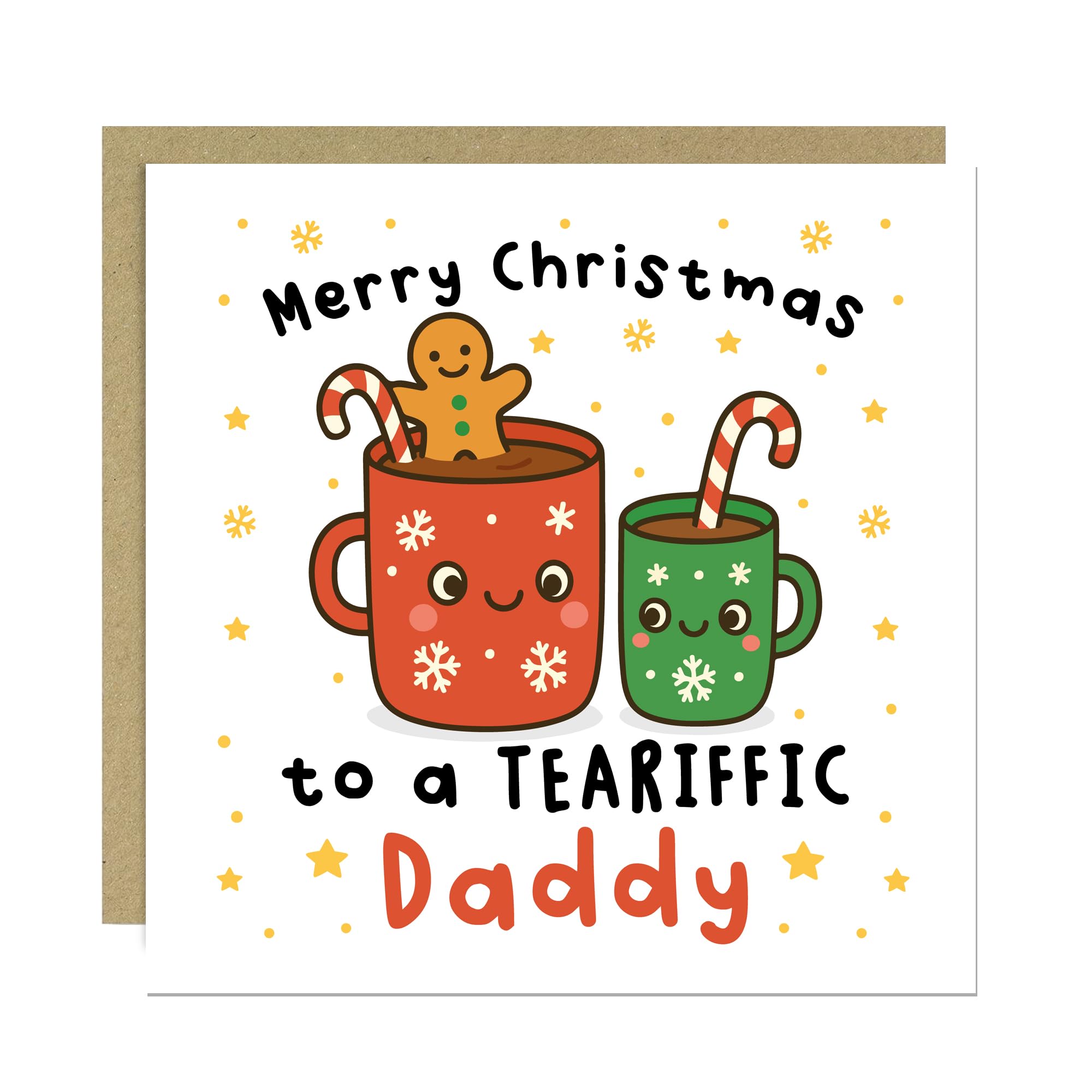 RED OCEAN Merry Christmas To A TEA RIFFIC Daddy Card With Kraft Envelope Card For Daddy Merry Christmas For Him From Daughter Son