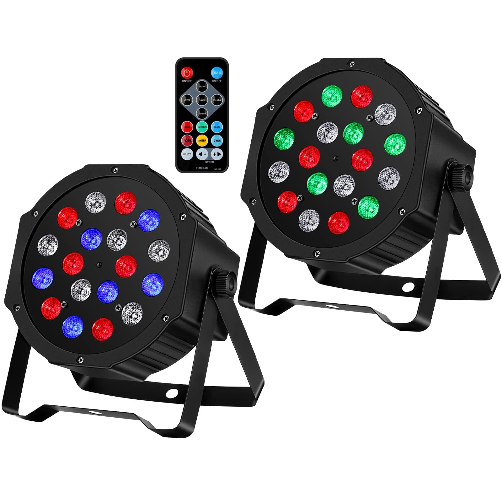 Stage Lights Battery Powered, LaluceNatz 18 RGB LED Par Lights