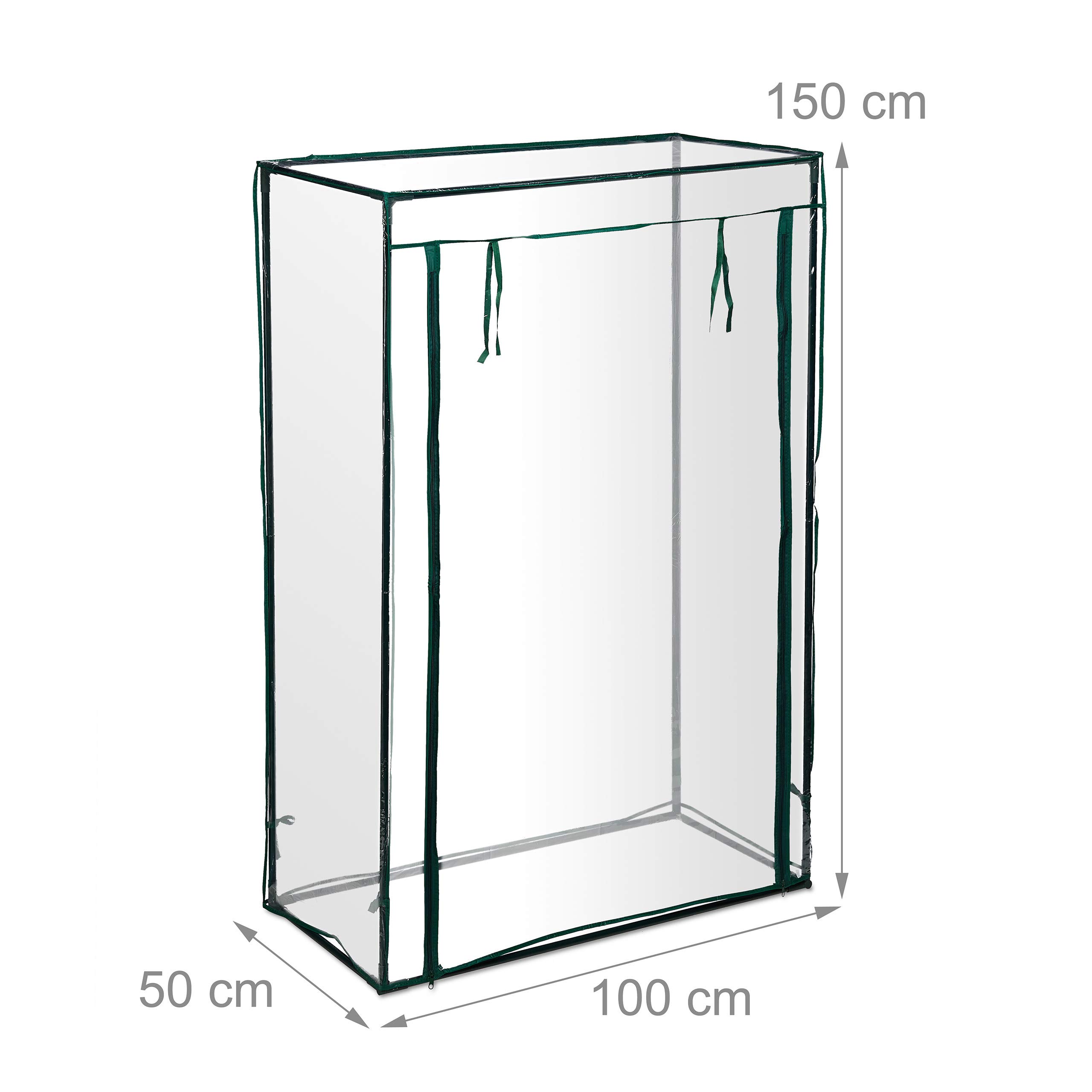 Relaxdays Serra per Pomodori, Giardino, Balcone, Telo Orto Trasparente, HLP 150x100x50 cm, Acciaio e PVC, Trasparente