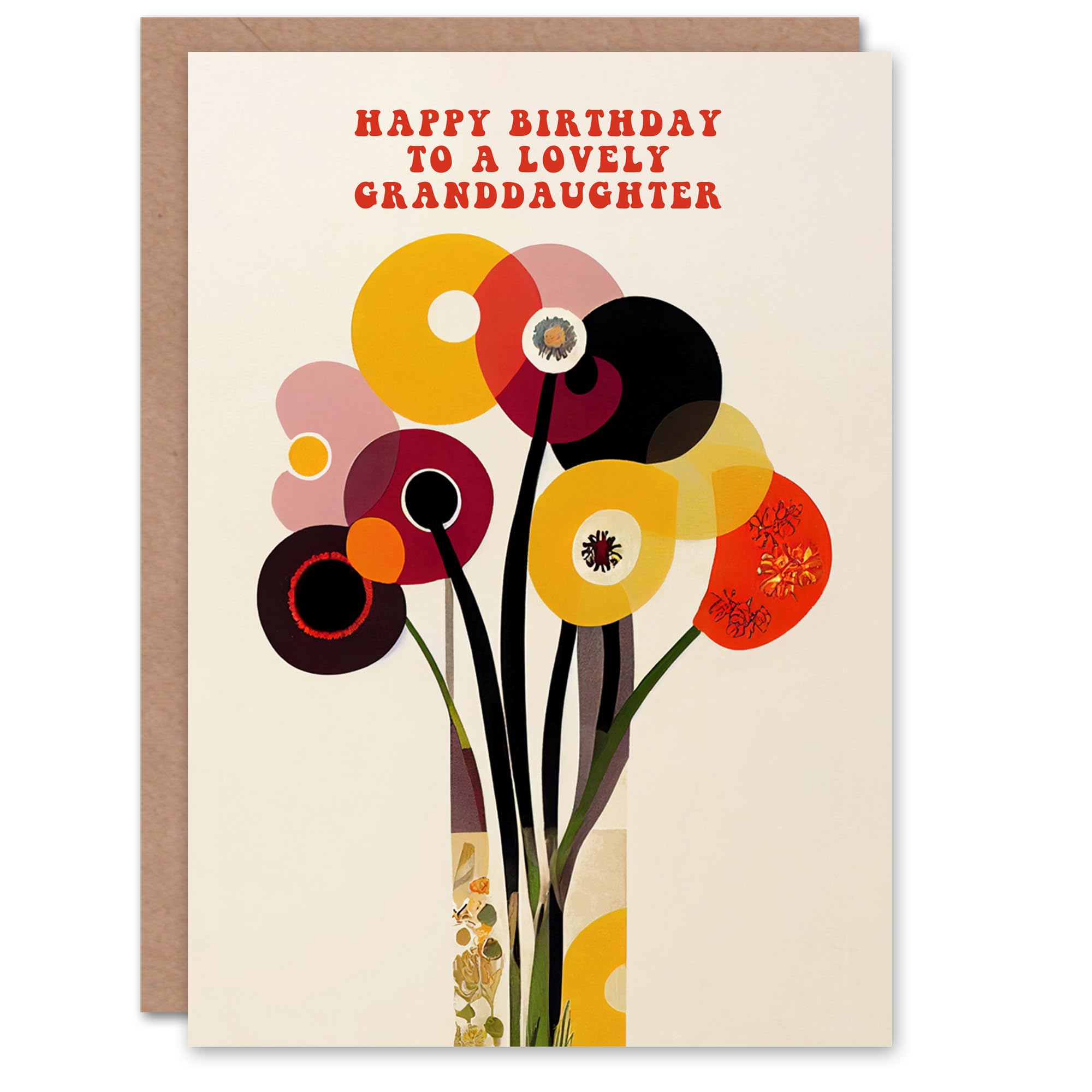 Artery8 Granddaughter Happy Birthday Card Cheerful Spring Flower Blooms Flowers Bright Fun Abstract For Her Greeting Card
