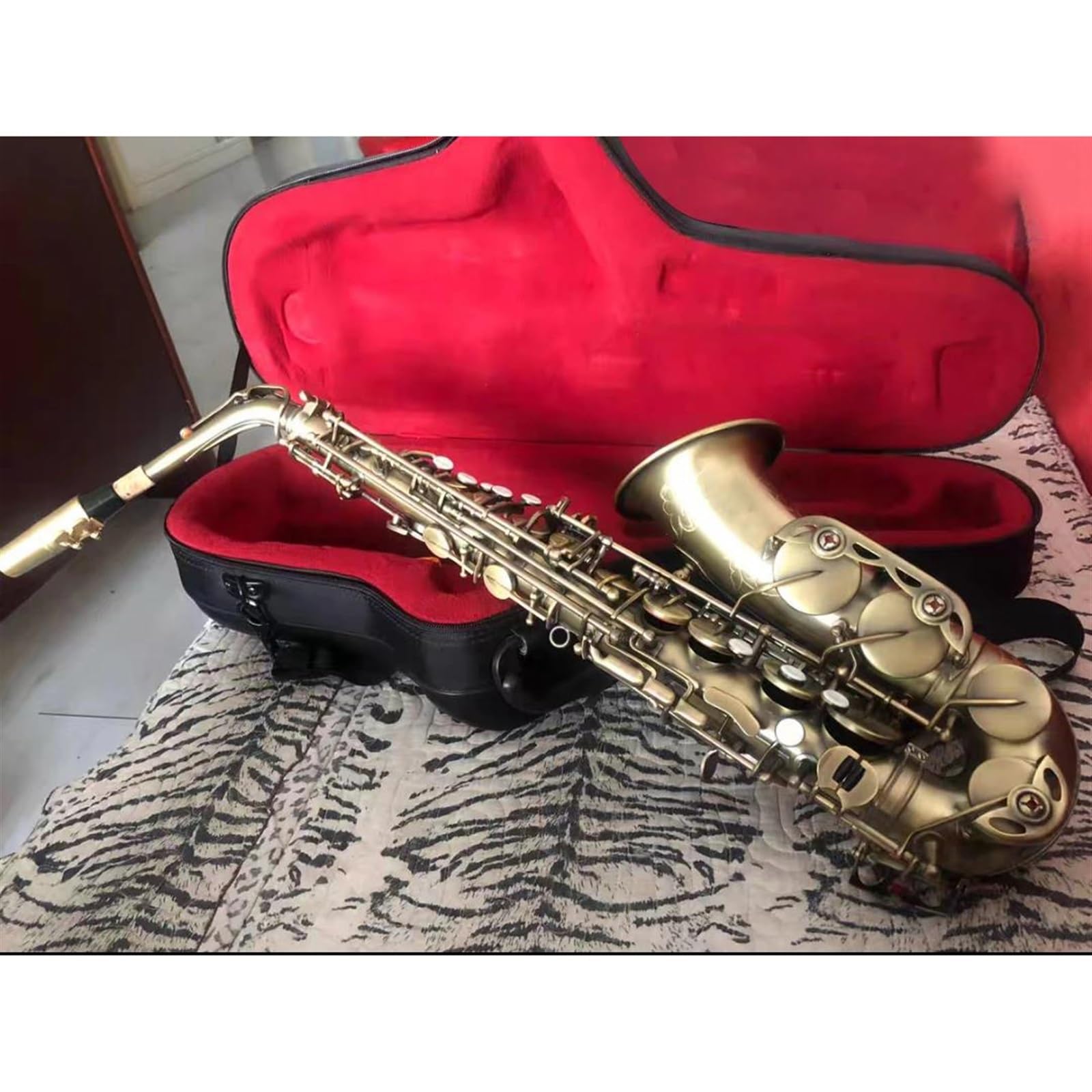 sassofono Sassofono Contralto In Mib Simulazione Antica Sax Contralto Strumento Musicale A Fiato Professionale (Color : Leather bag)
