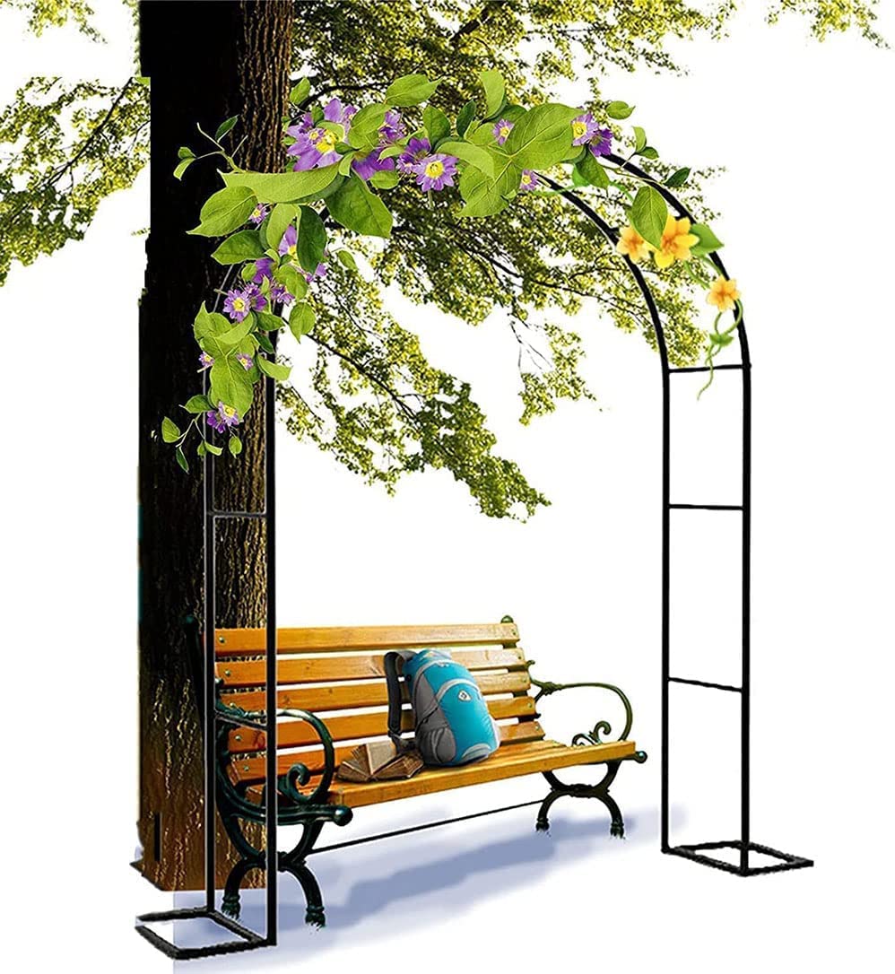 Großer Metall-Gartenbogen für Kletterpflanzen, stützt robuste Rosenbögen, Blumenständer, schwarz, Gartendekoration, 1,2 m x 2,2 m