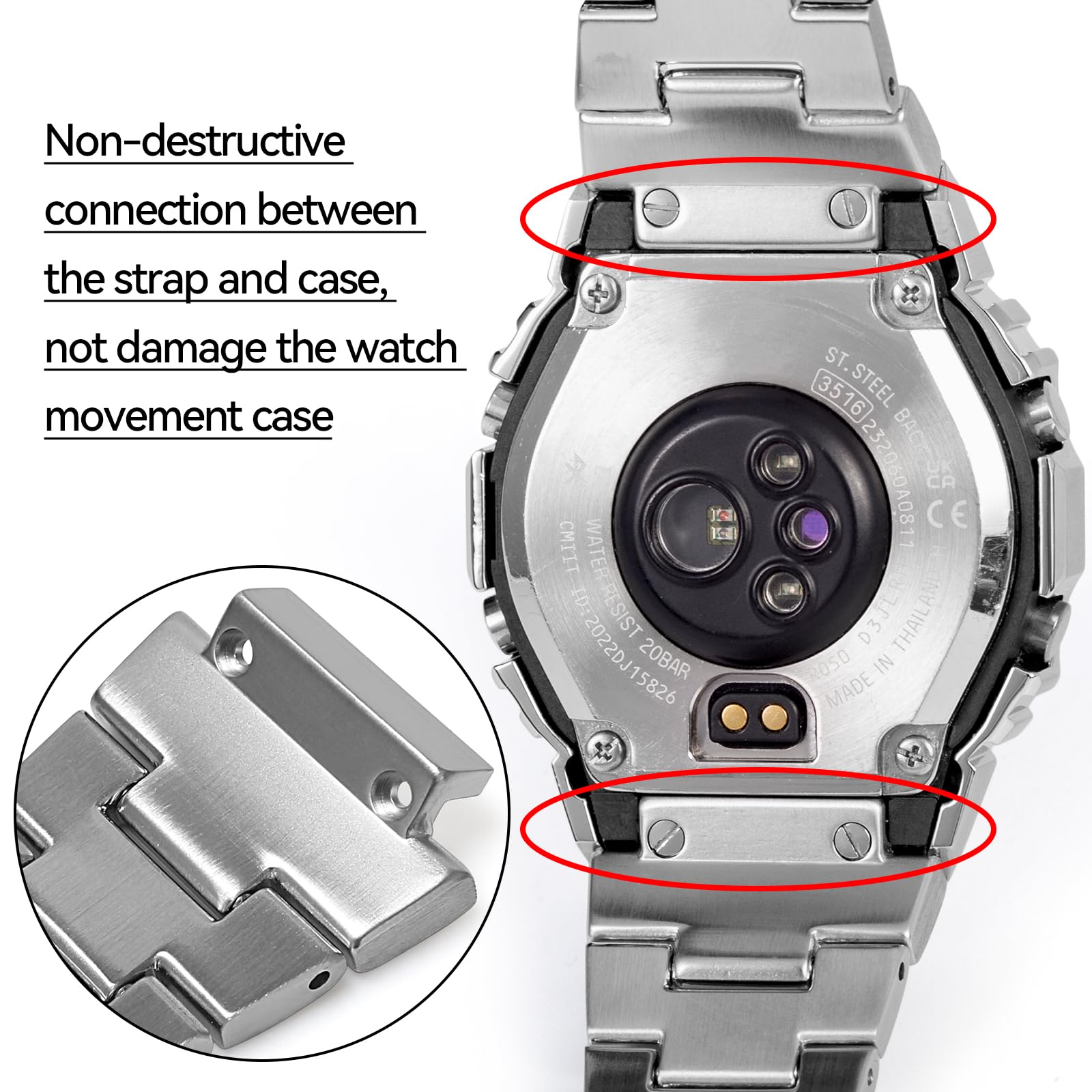 Zestaw MOD metalowy pasek do zegarka i etui na zegarek kompatybilny z Casio dla mężczyzn G-SHOCK DW-H5600 316 bransoletka ze stali nierdzewnej pasek i ramka