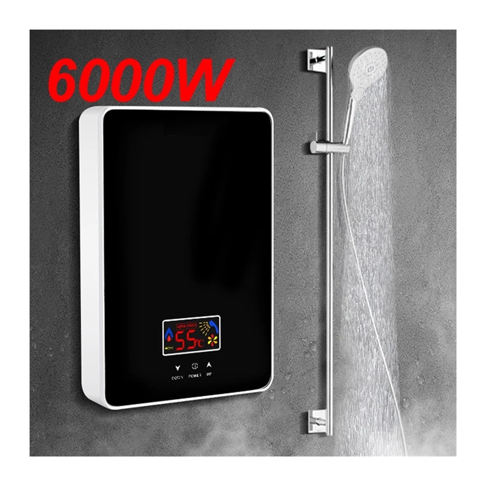 Podgrzewacz wody przepływowy, 6000W Natychmiastowy Bezzbiornikowy Elektryczny Podgrzewacz Ciepłej Wody Łazienka Kuchnia Natychmiastowe Ogrzewanie Kran Żądanie Bojler Z Wyświetlaczem LCD