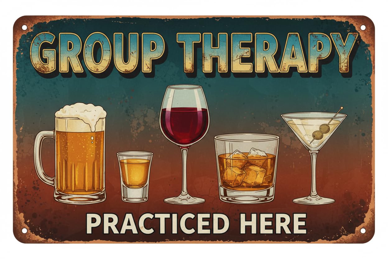 Retro Tin Sign Vintage Metal Sign For Cafe Bar Pub Beer Wall Decor Art Group Therapy Practiced Here Plaque Poster 12x8 Inch Signs Aluminum Plates Printed