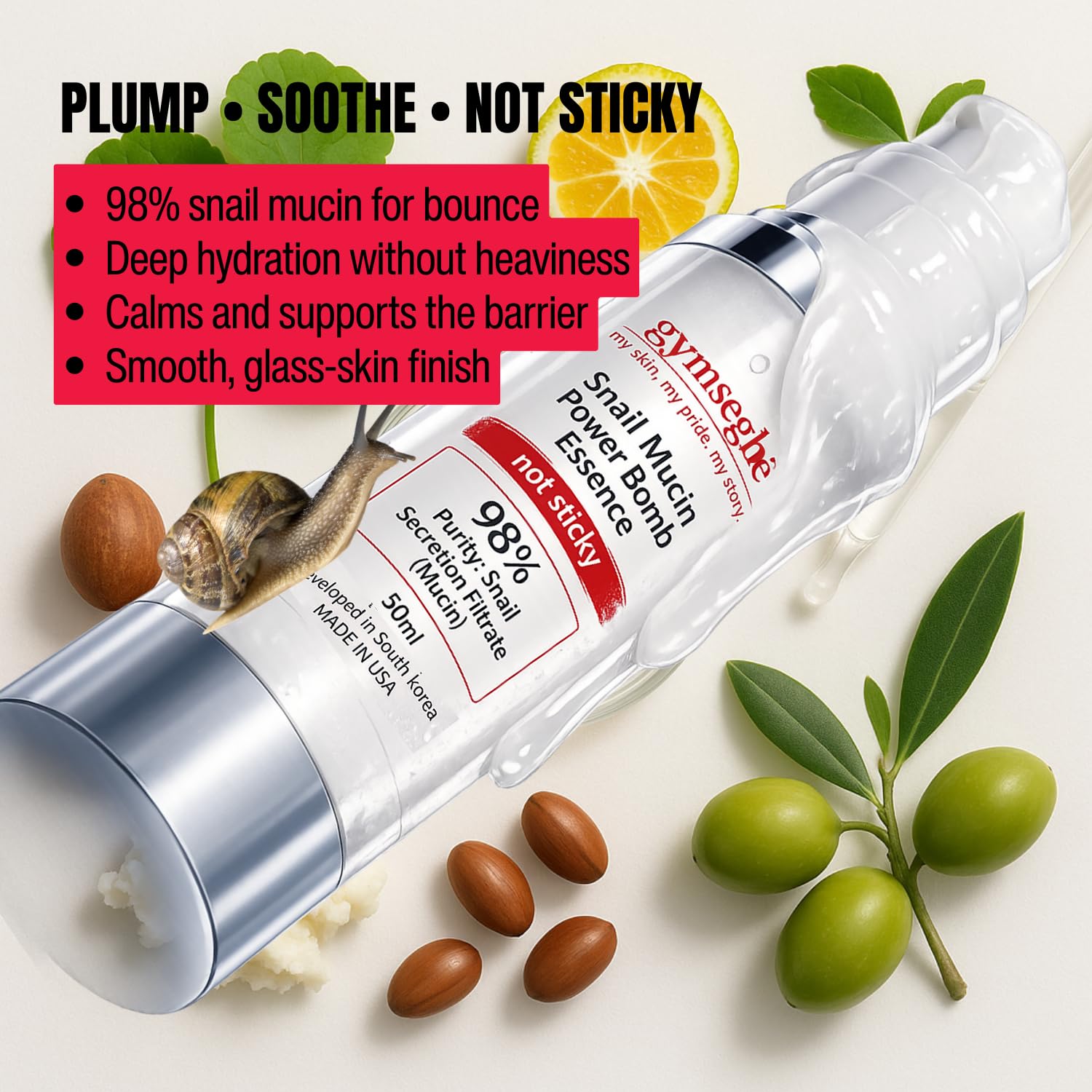 gymsegbë Wrinkle Reduce Luminous Serum, Snail Mucin Essence, and Dynamic Hydrating Toner - Korean Anti-aging Bundle S