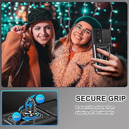 Miniatura 3 de CCSmall Funda para Xiaomi Poco F5 Pro 5G con cubierta de cámara deslizante para hombres, funda protectora de grado militar para teléfono con soporte