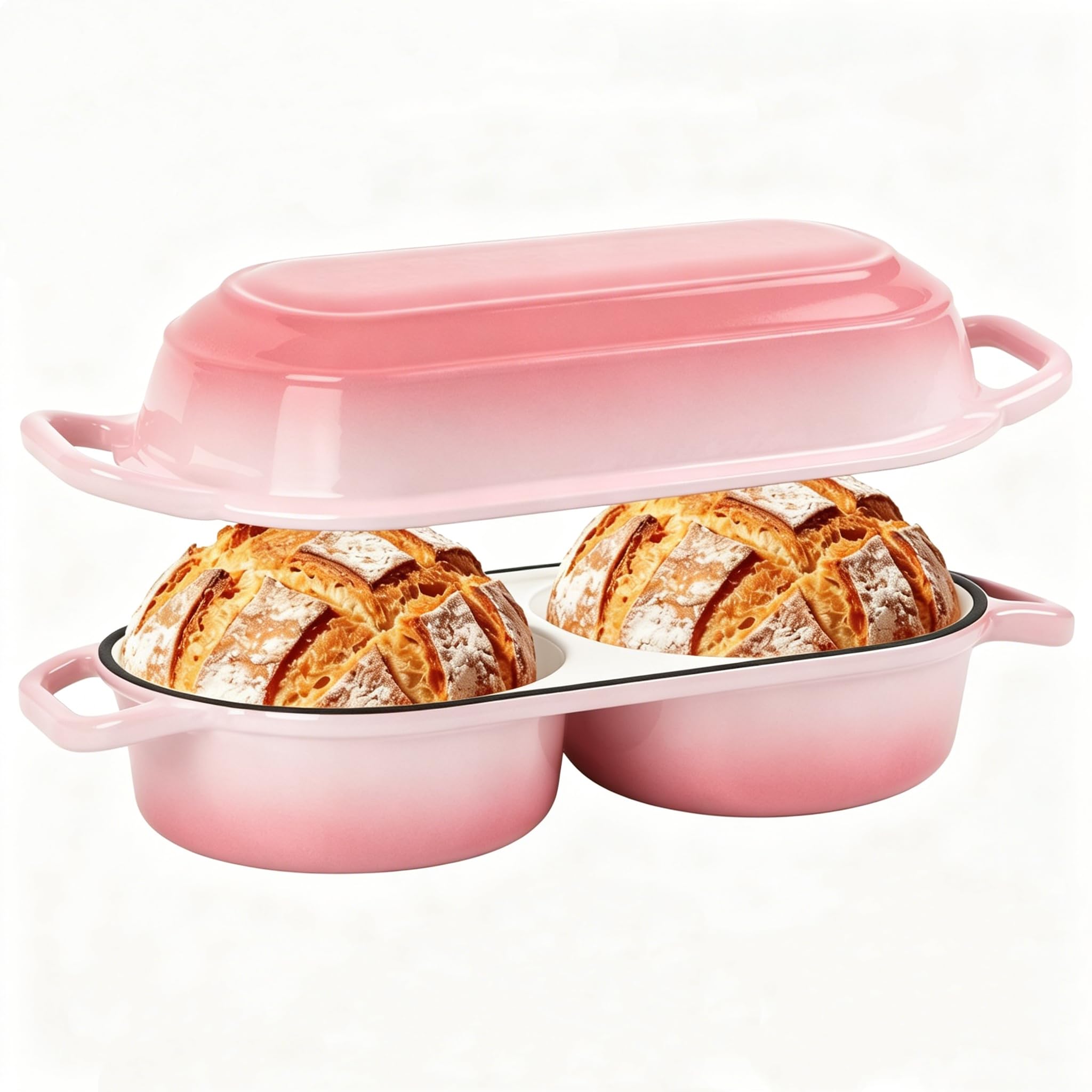 ONKO Mini Double Dutch Oven for Sourdough Bread Baking, 2.2QT, Pink