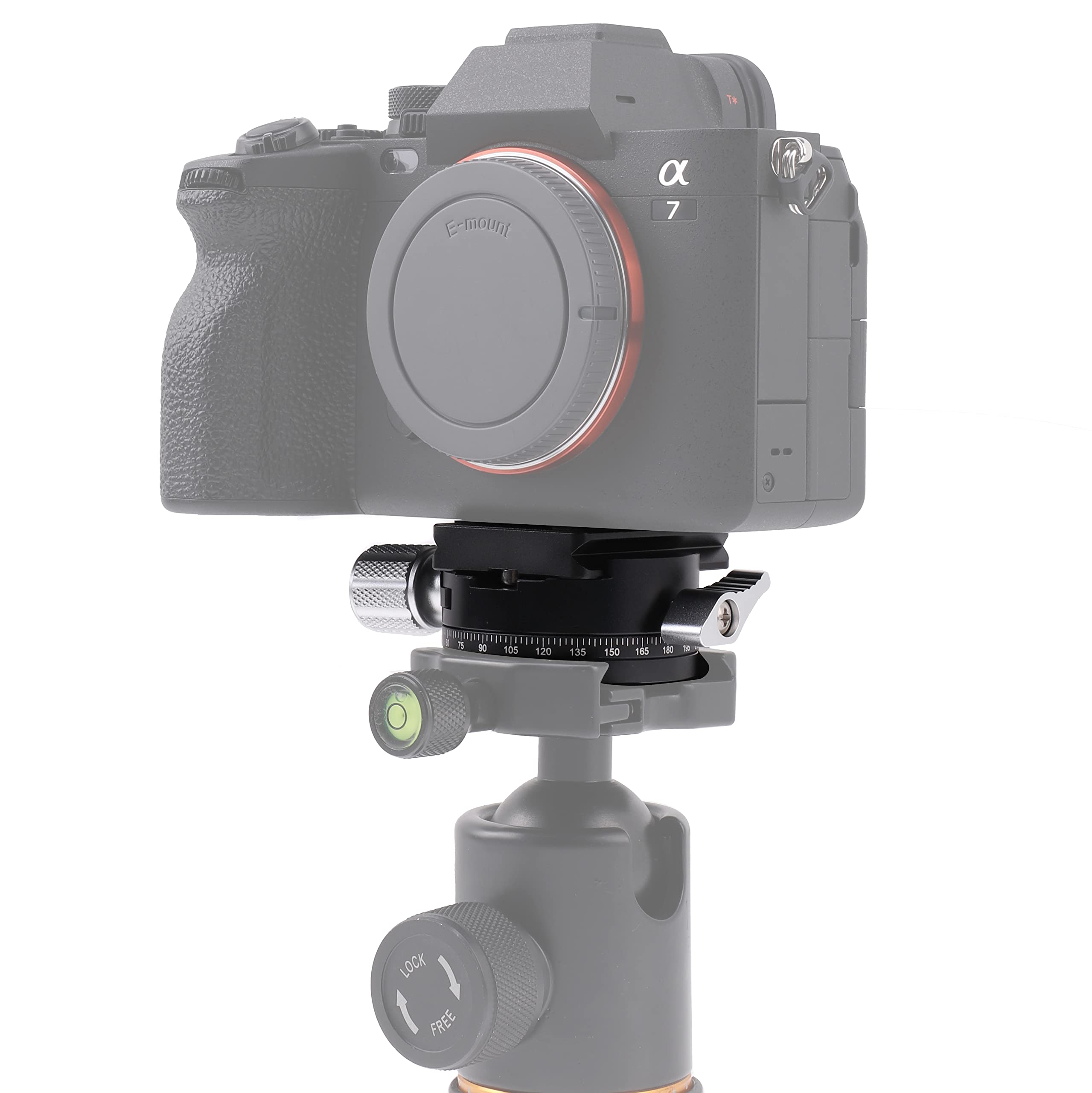 FOTGA Testa panoramica girevole a 360° con morsetto girevole e piastra a sgancio rapido da 50 mm, vite da 1/4 pollici per Arca-Swiss treppiede, monopiede, testa sferica, fotocamera DSLR