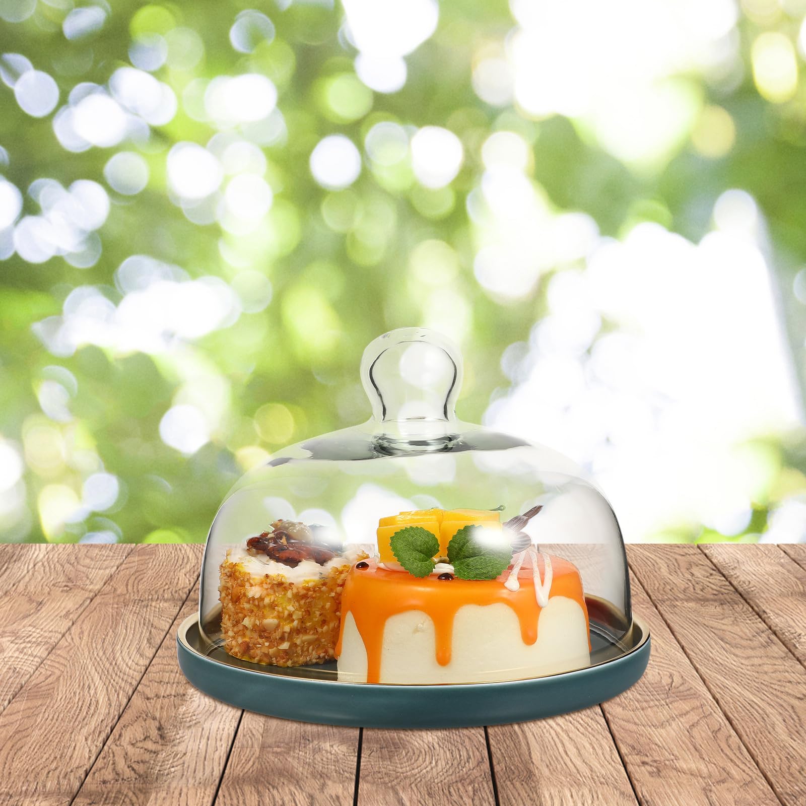 Plato de Cerámica para Pasteles, Postres, Pan y Frutas con Tapa