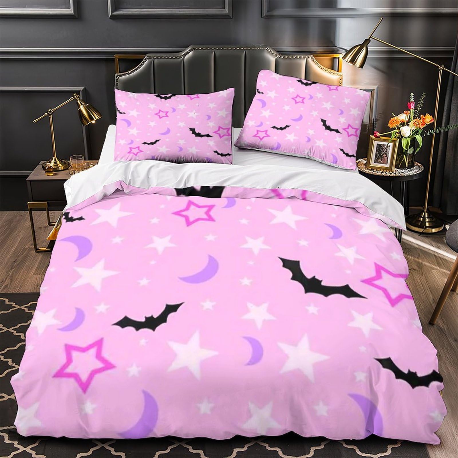 Linge de lit Halloween et rose star pour cocooning dans une chambre d enfant King