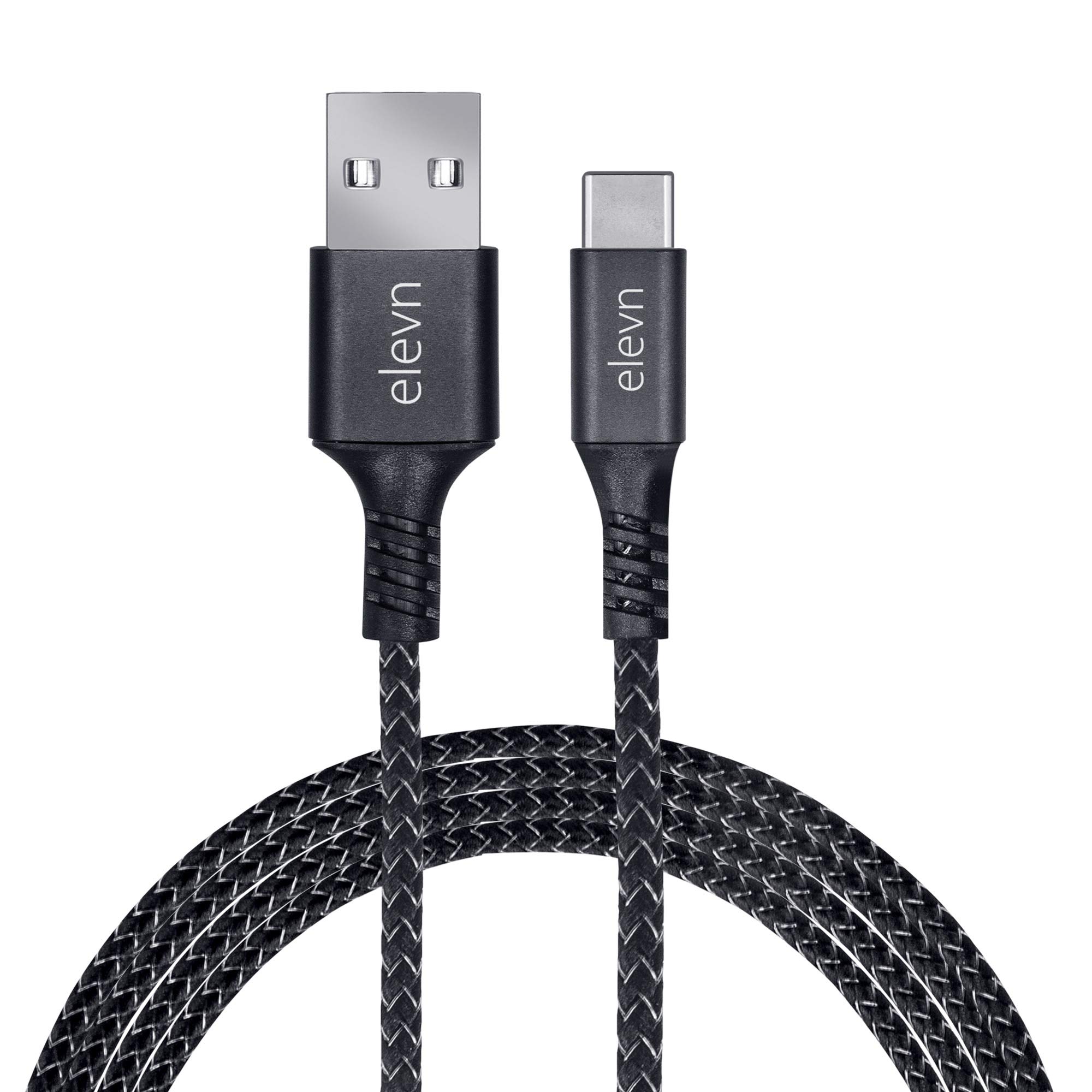 elevn flex Micro-Usb To Usb-A Male 2.4A Quick Charge 480Mbps Data Sync & Rugged Braided Fast Charging Cable for Smartphone, Tablet, Personal Gadgets (1.2M, 4 Feet, Rugged Braided Cable (Black & Grey)