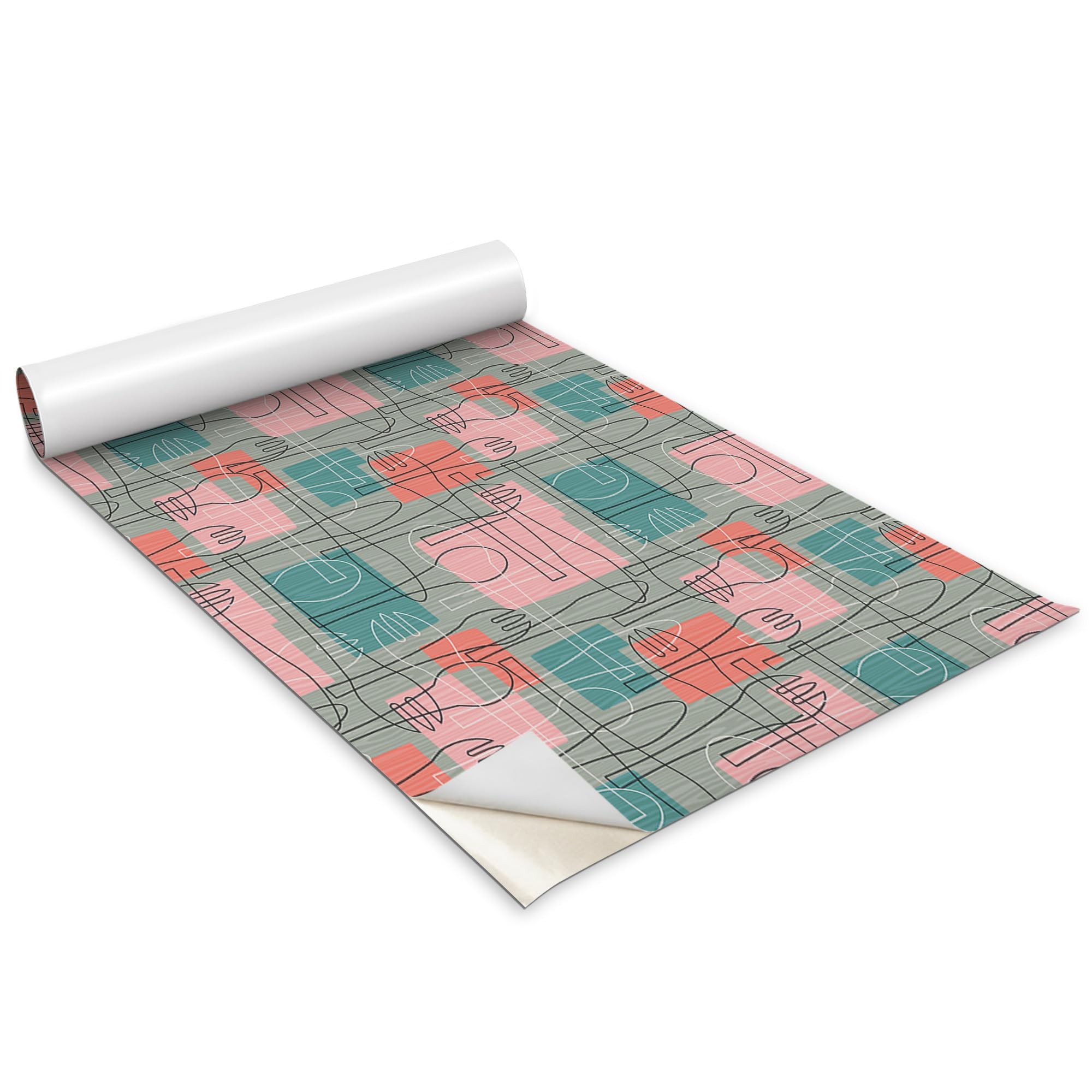 Papel pintado mate Wallfluent con cubiertos abstractos autoadhesivo 100x50 cm para renovar cocina