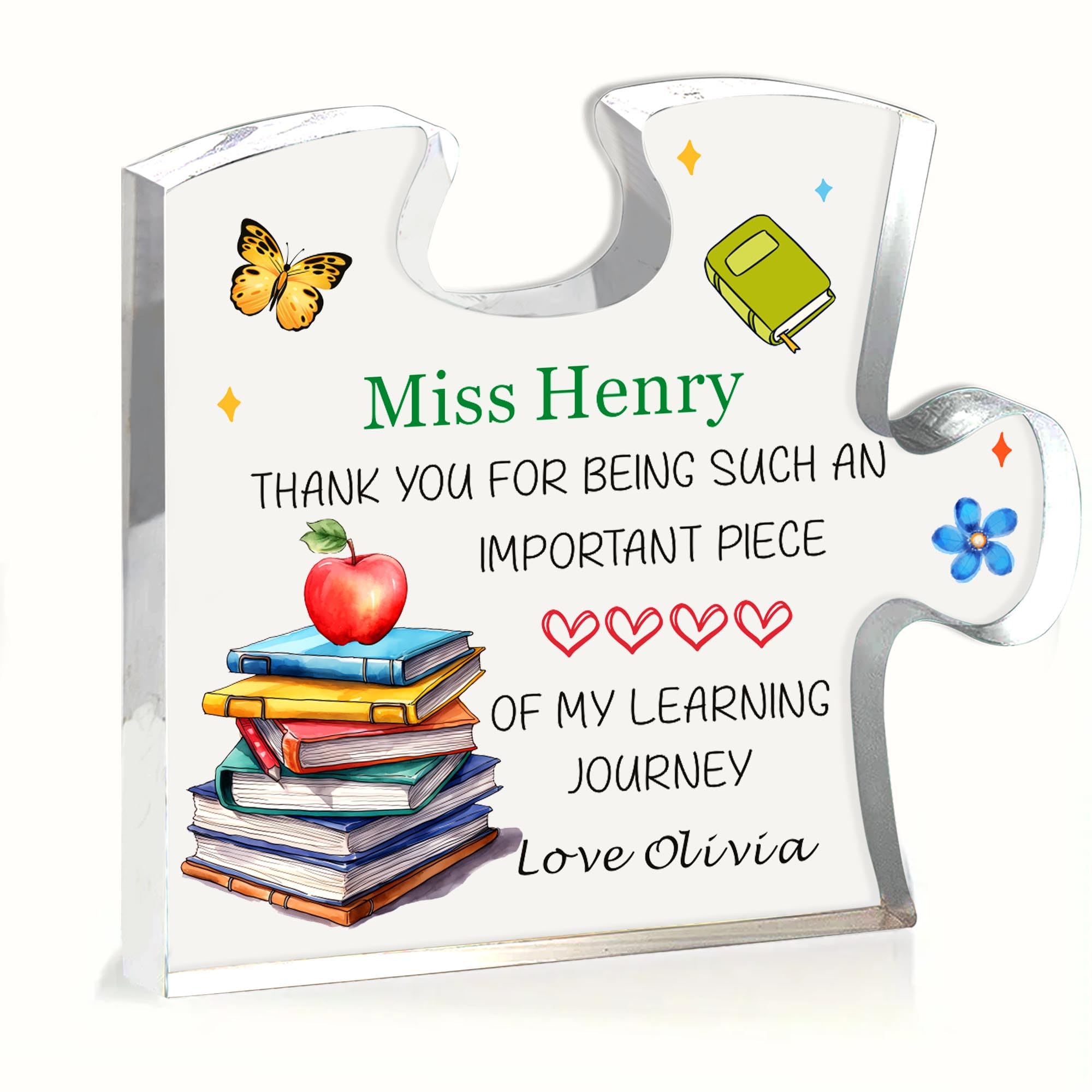 Personalised Teacher Gifts for Women Men Thank You Teacher Gifts Puzzle Shaped Acrylic Plaque Teachers Gifts Thank You Gift for Teacher Tutor Teaching Assistant End of Term Gifts(Design 9)