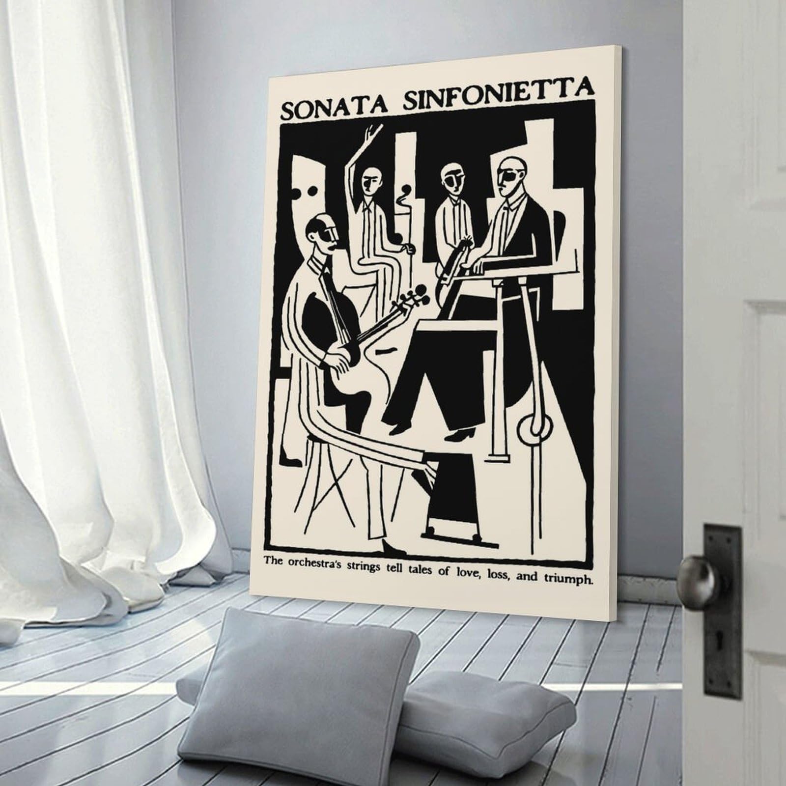Junmoney String Quartet Illustration Hanging Wall Art 24x36inch(60x90cm), for Bedroom Walls, Guest Spaces Or Lounges, Home Artwork with A Soft Interior Feel