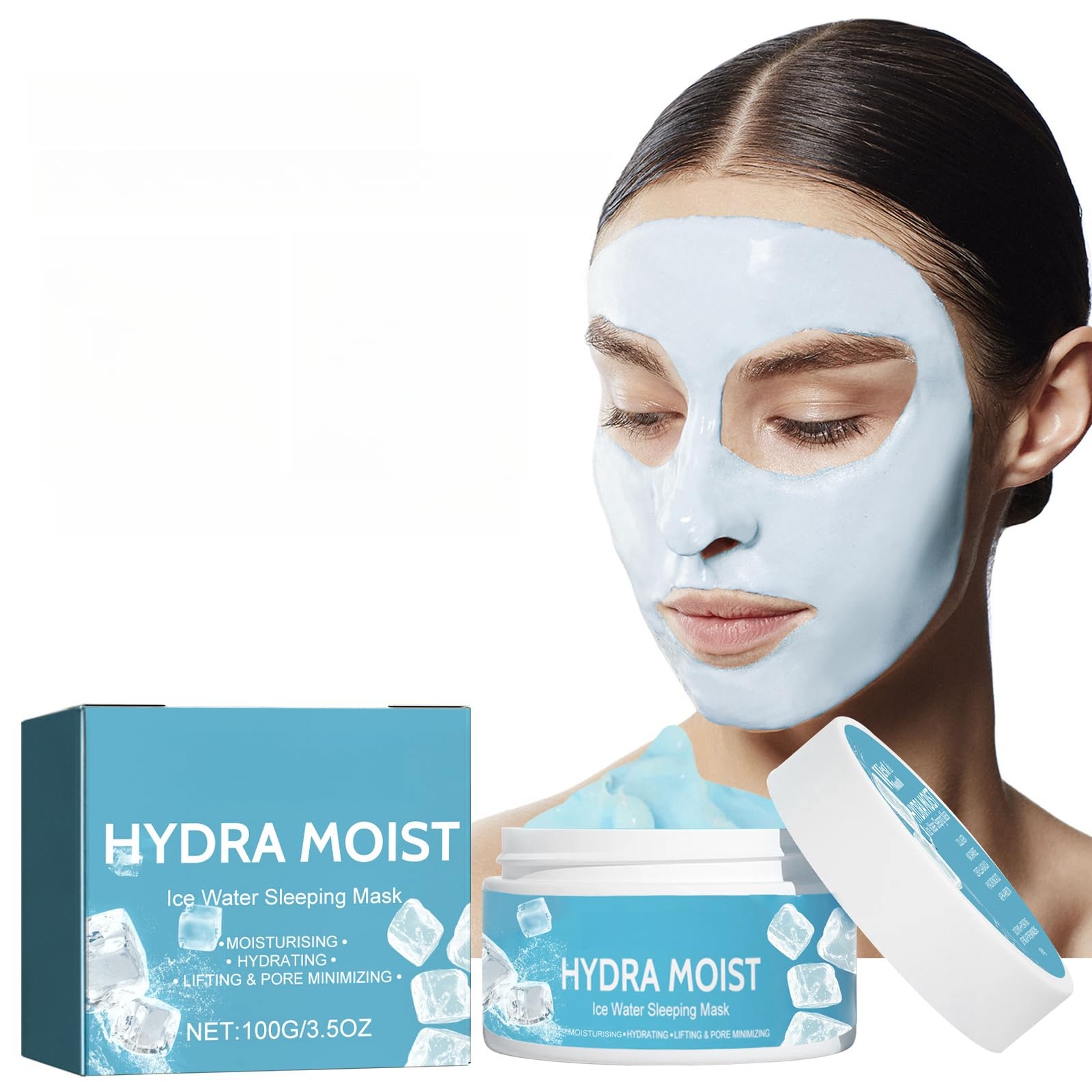HONPOLO Hydra Moist Ice Water Sleeping Mask - 100g Moisturizing and Hydrating Face Mask for Clean Pores, Smooth Skin, and Reduced Fine Lines and Acne Scarring, Soothing and Cooling, Skin Nourishment