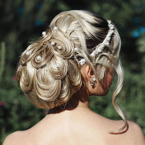 Miniatura 2 de Paquete de 40 alfileres de perlas para el cabello, para novias y damas de honor, estilo de cabello (0.3 pulgadas)